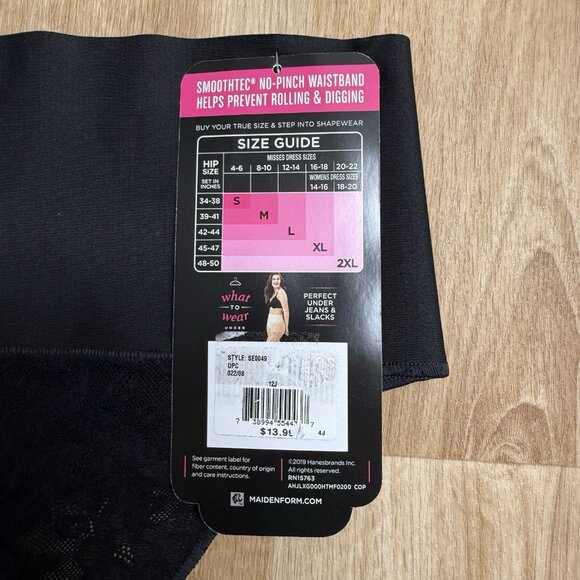 MAIDENFORM SHAPEWEAR THONG SIZE L BLACK FIRM SHAPING WAISTBAND COOL COMFORT - Picture 6 of 6